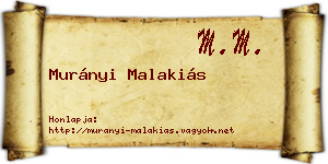 Murányi Malakiás névjegykártya